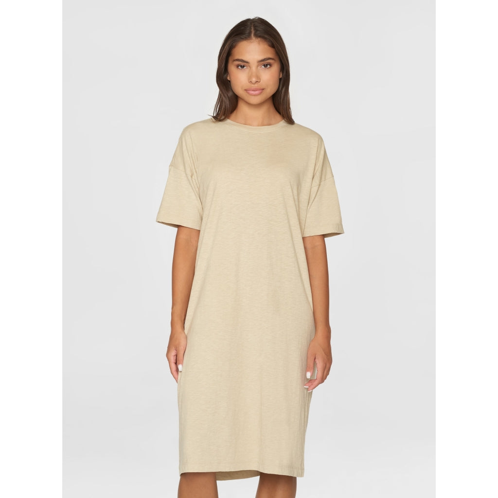 Loose fit midi boat neck jersey dress - Light feather gray