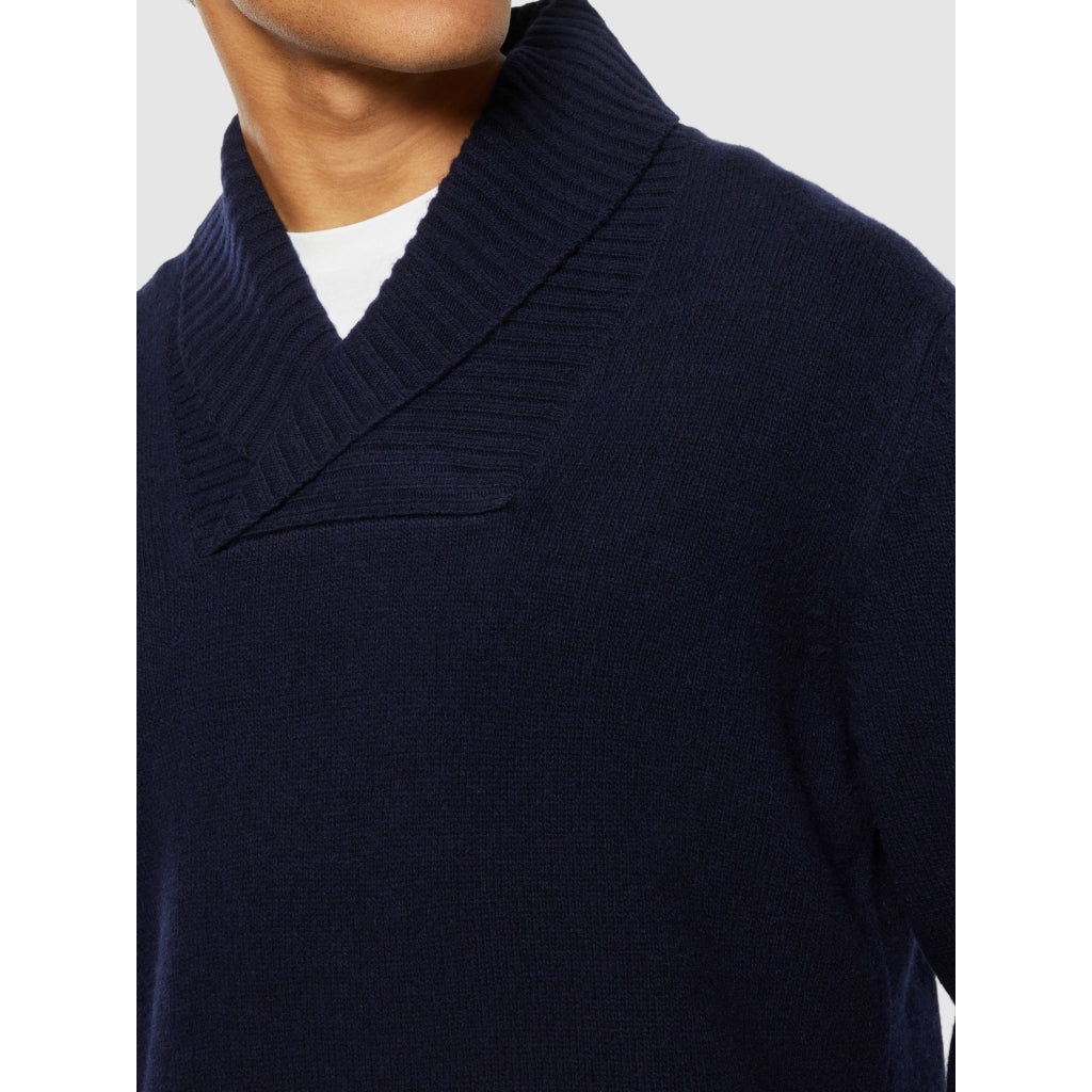 Shawl neck wool knit - RWS - Total Eclipse