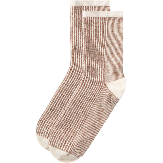 2-Pack Colorblock Lurex Rib Socks - OCS/Vegan - Buttercream