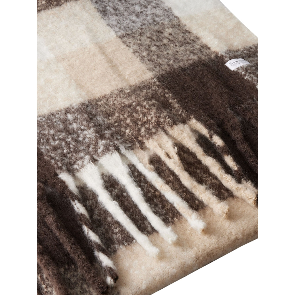 Recycled fringe scarf - Brown Check
