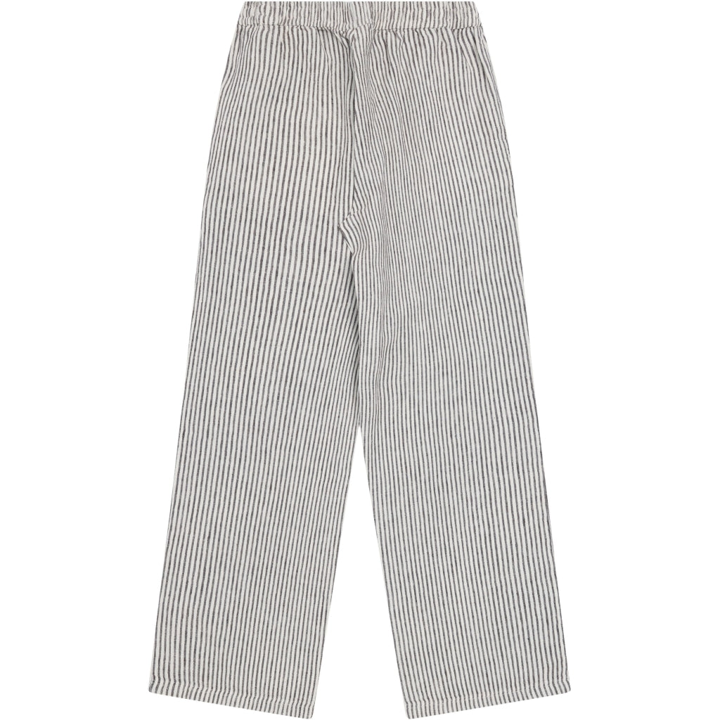 Posey Wide Linen Pants - Dark Brown Stripe