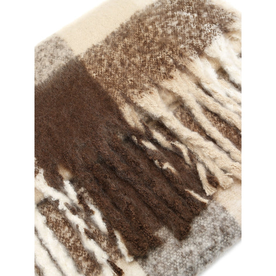 Recycled fringe scarf - Brown Check