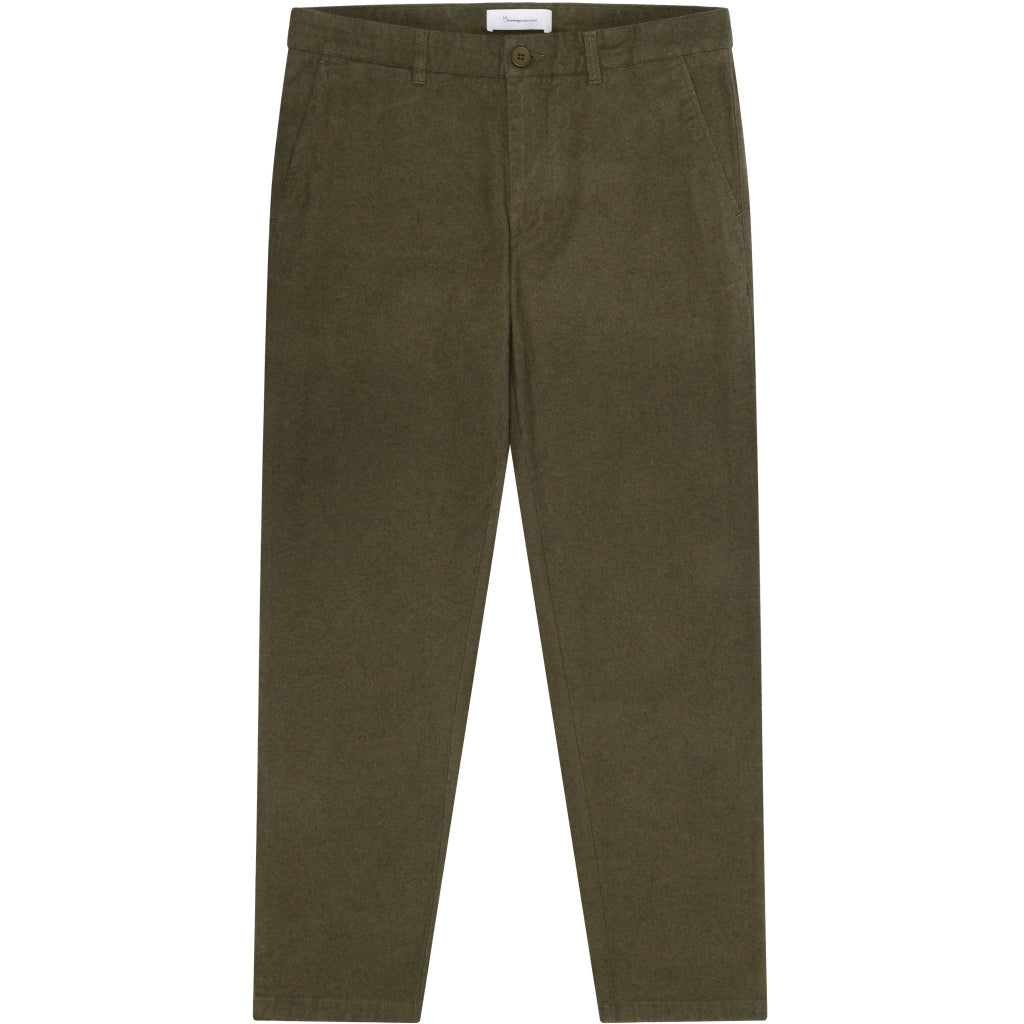 CHUCK regular flannel chino pants - GOTS/Vegan - Dark Olive