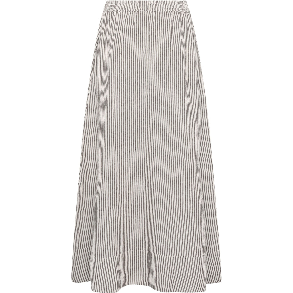 Organic Linen Stripe Skirt GOTS/Vegan - Dark Brown Stripe