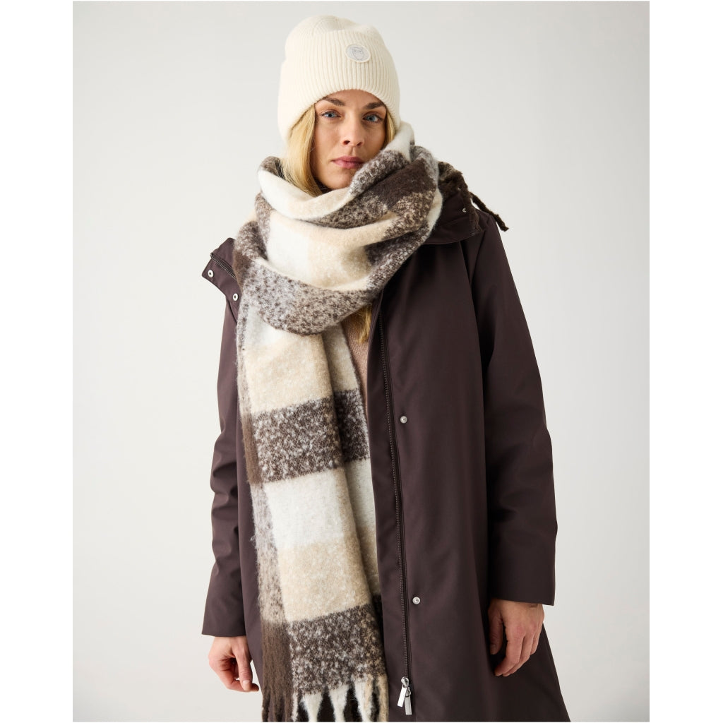 Recycled fringe scarf - Brown Check