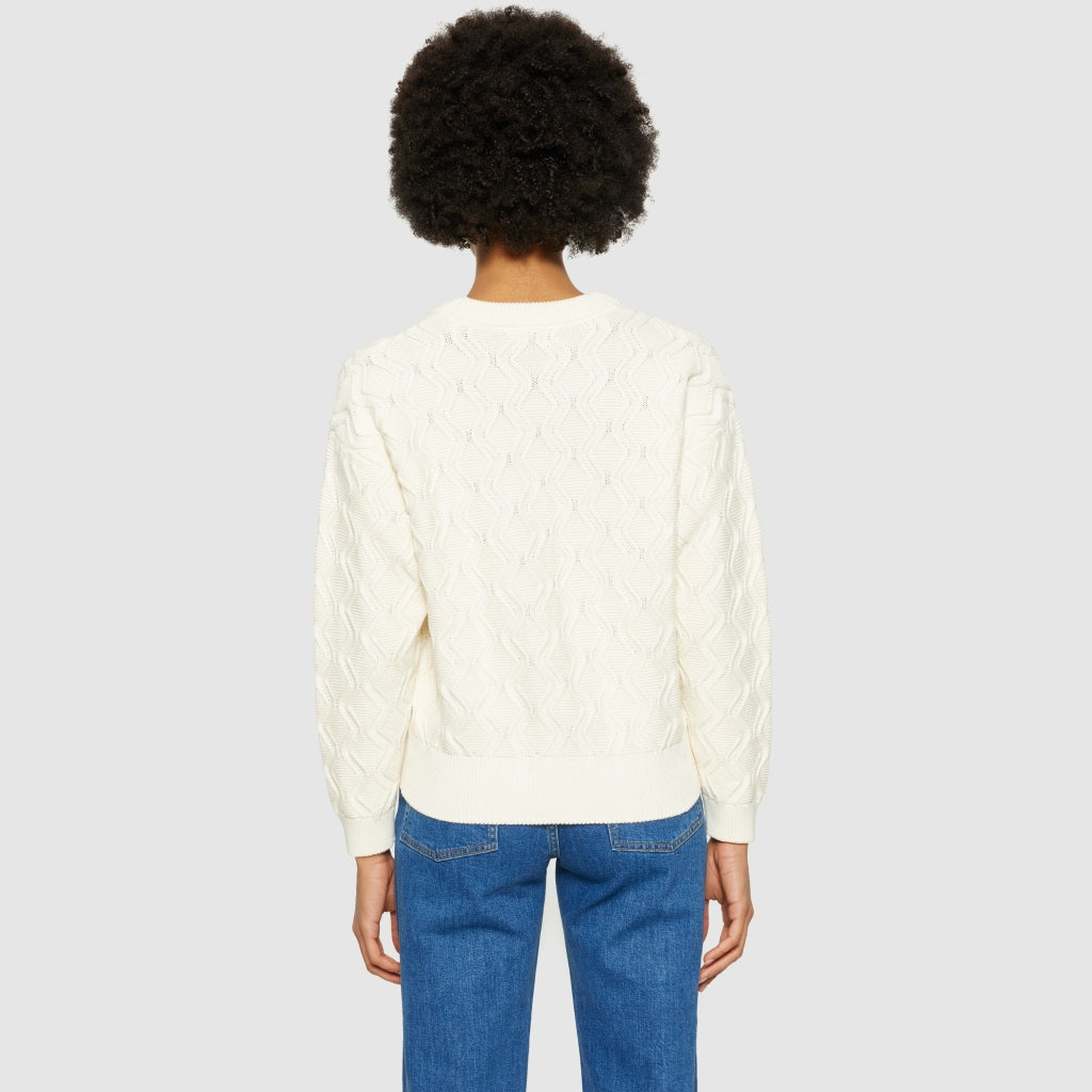 Cotton cable crew neck - Egret