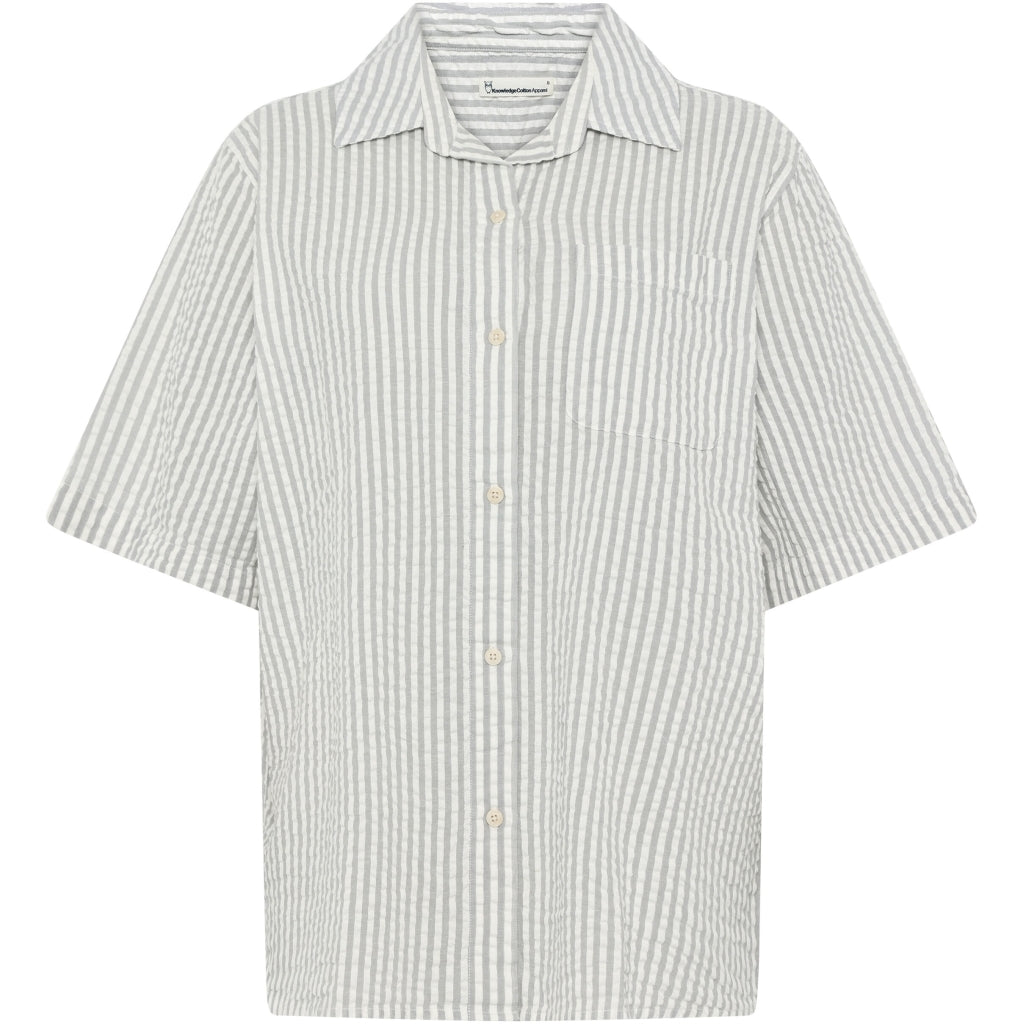 Loose seersucker short sleeve shirt - Grey