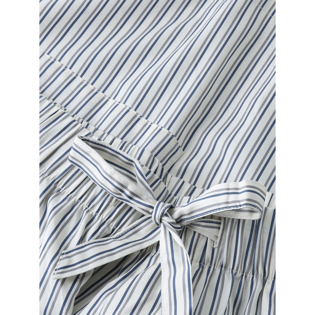 Nova Relaxed Satin Shorts - Blue Stripe