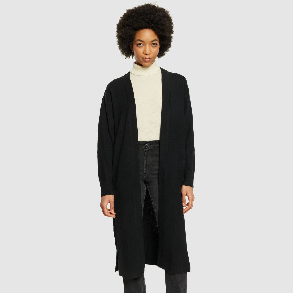 Lambswool long cardigan - RWS - Black Jet