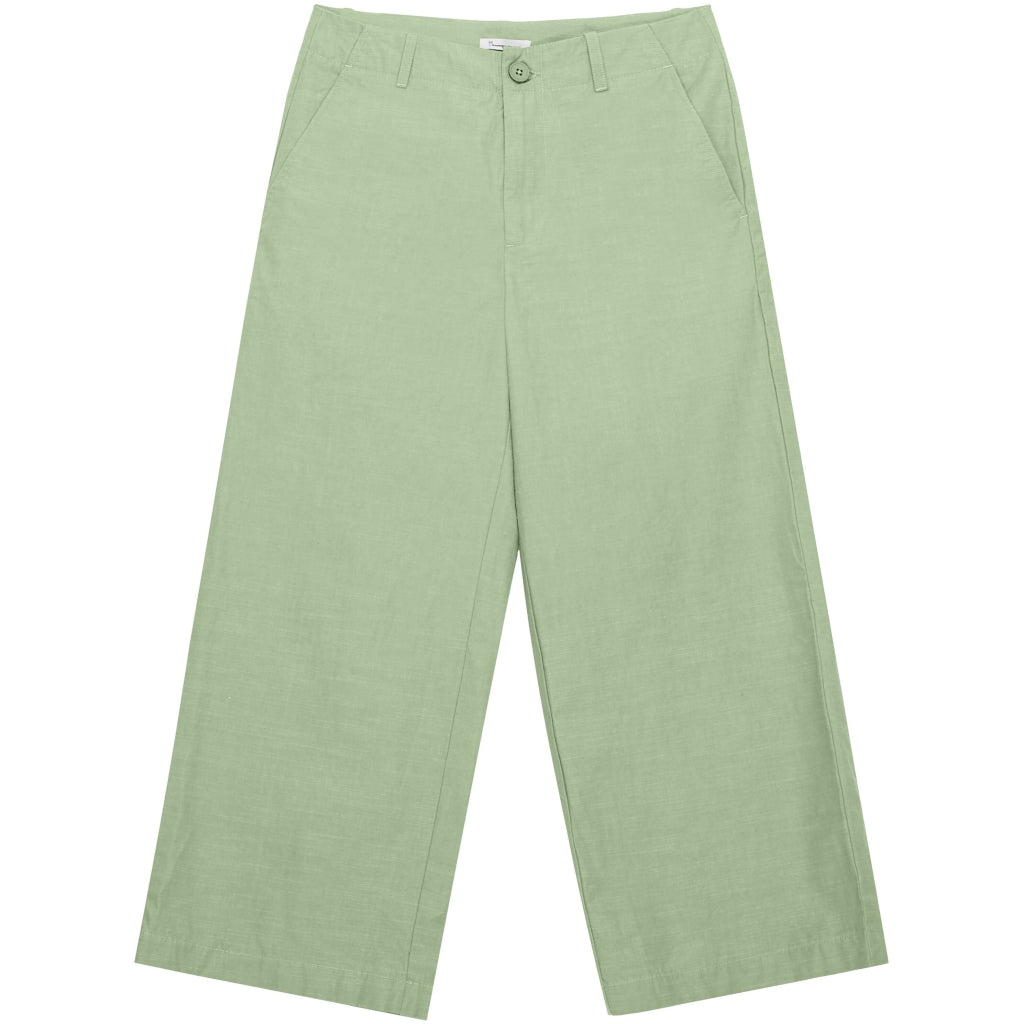 POSEY mid-rise wide slub yarn cropped pants - GOTS/Vegan - Shale Green