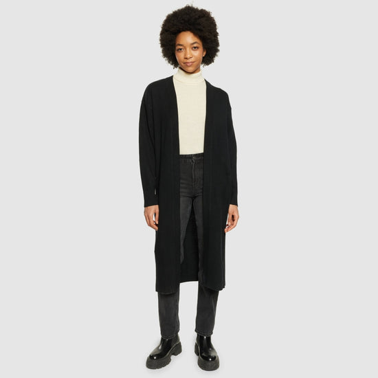 Lambswool long cardigan - RWS - Black Jet