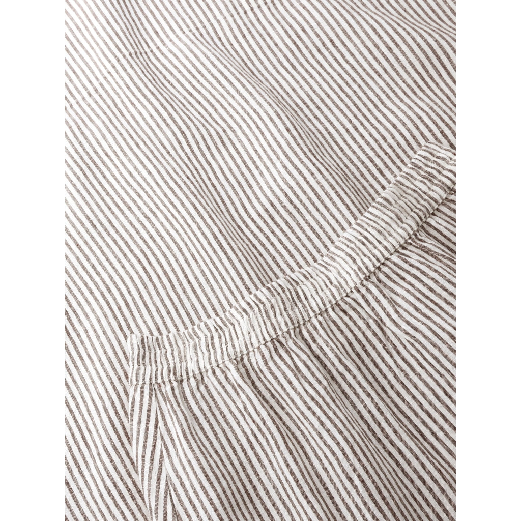 Organic Linen Stripe Skirt GOTS/Vegan - Dark Brown Stripe