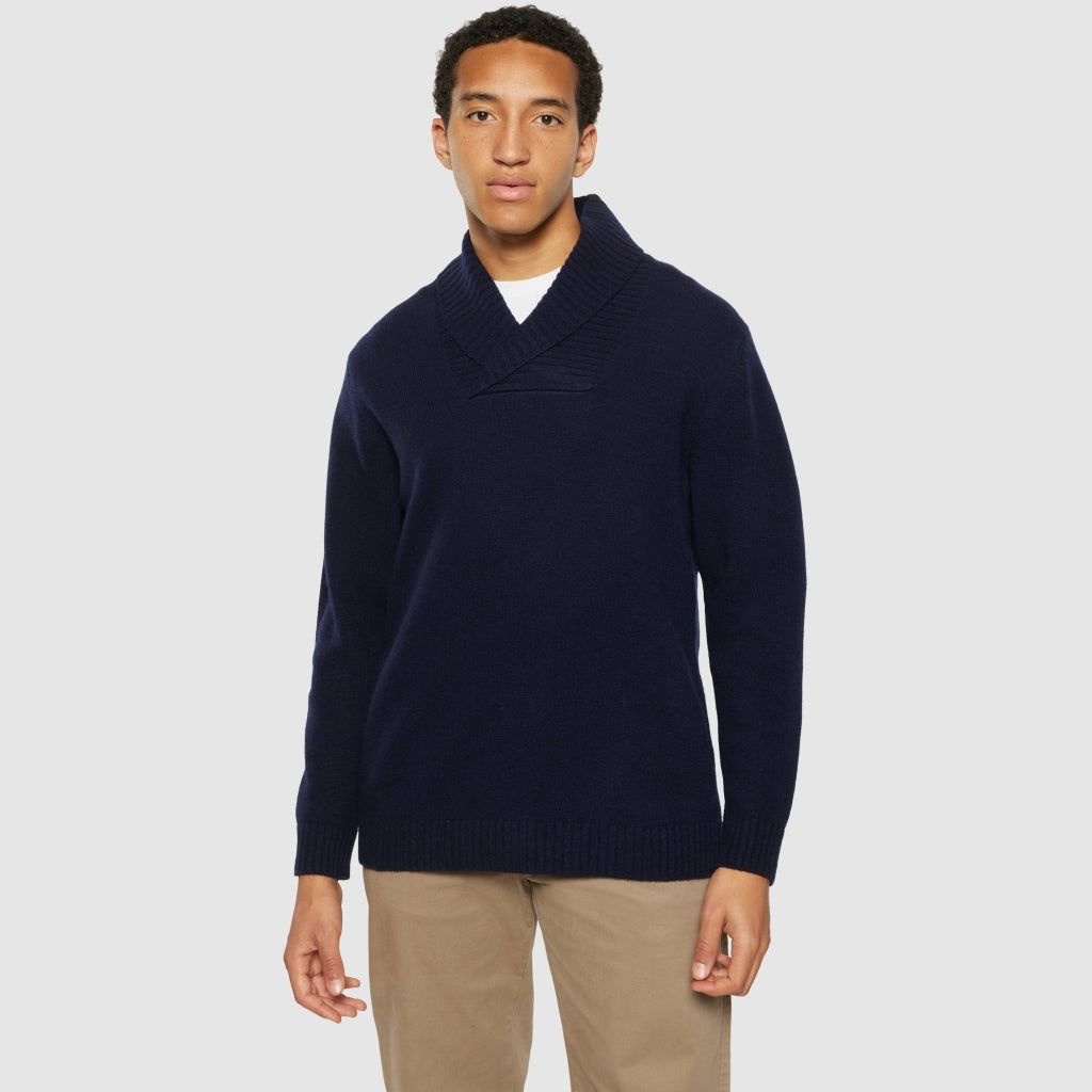 Shawl neck wool knit - RWS - Total Eclipse