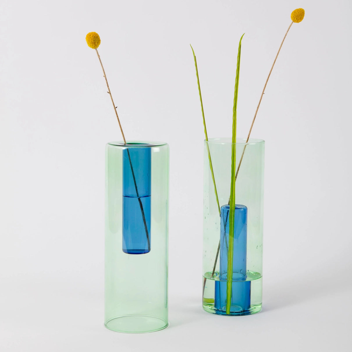 Reversible Glass Vase - Large - Green/Blue