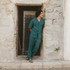 Borrby Linen Pants- Green Mediterranea