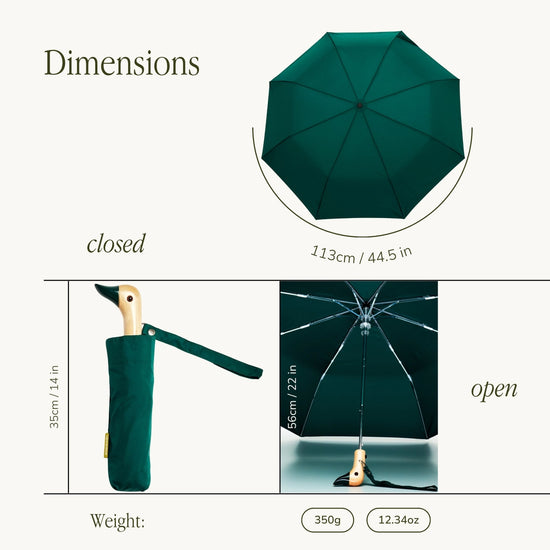 Forest Green Compact Eco-Friendly Duckhead Umbrella