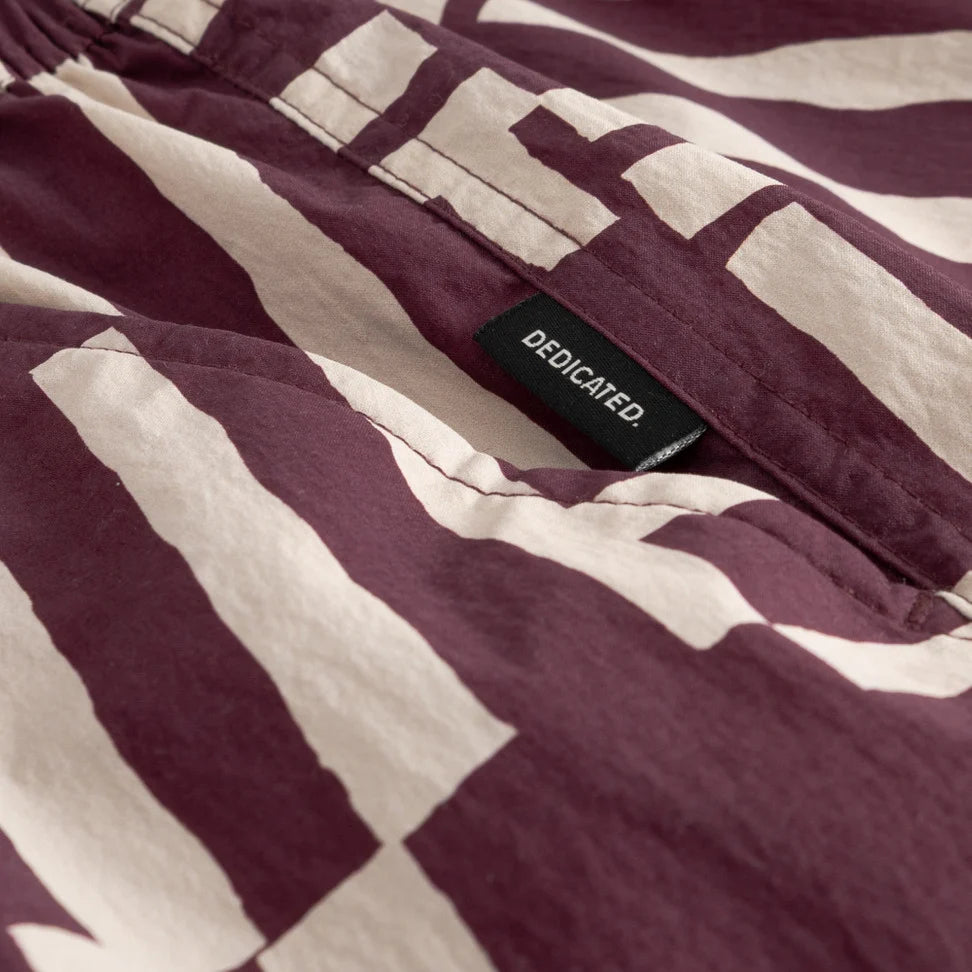 Swim Shorts Birka Lines & Sticks - Fig Red