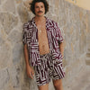 Shirt Marstrand - Lines & Sticks Fig Red