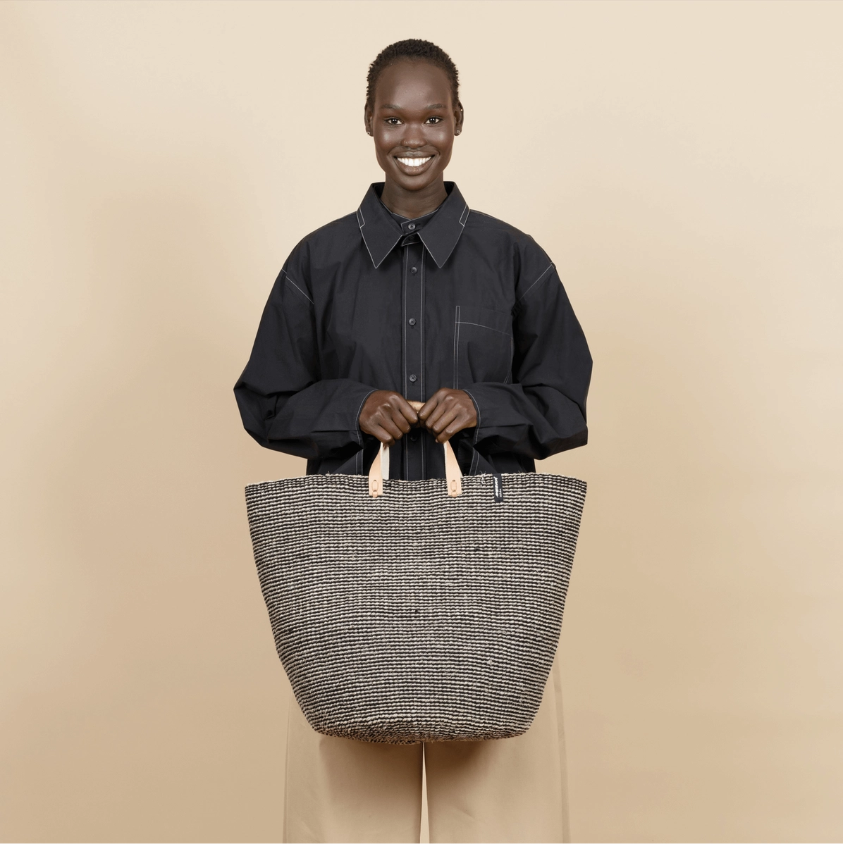 Pamba Market Basket - Grey Sisal - Large
