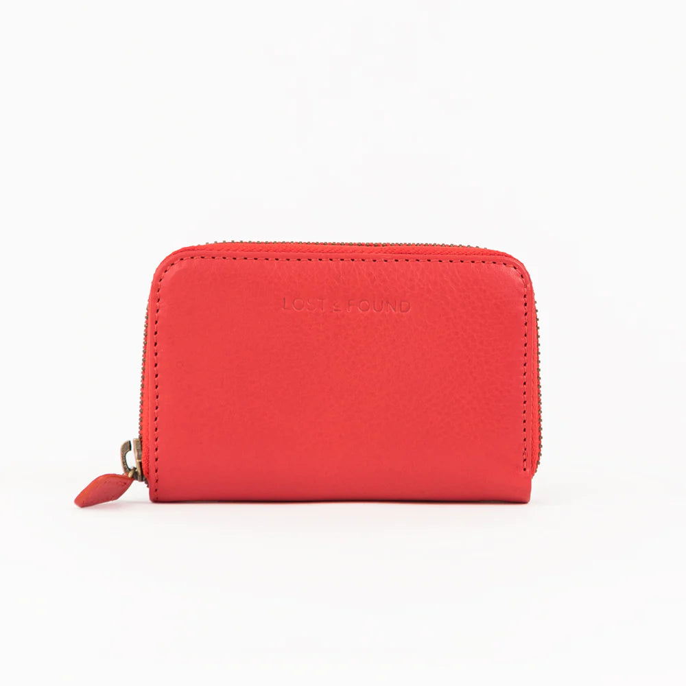 Mini Zip Around Wallet  - Tangerine Red