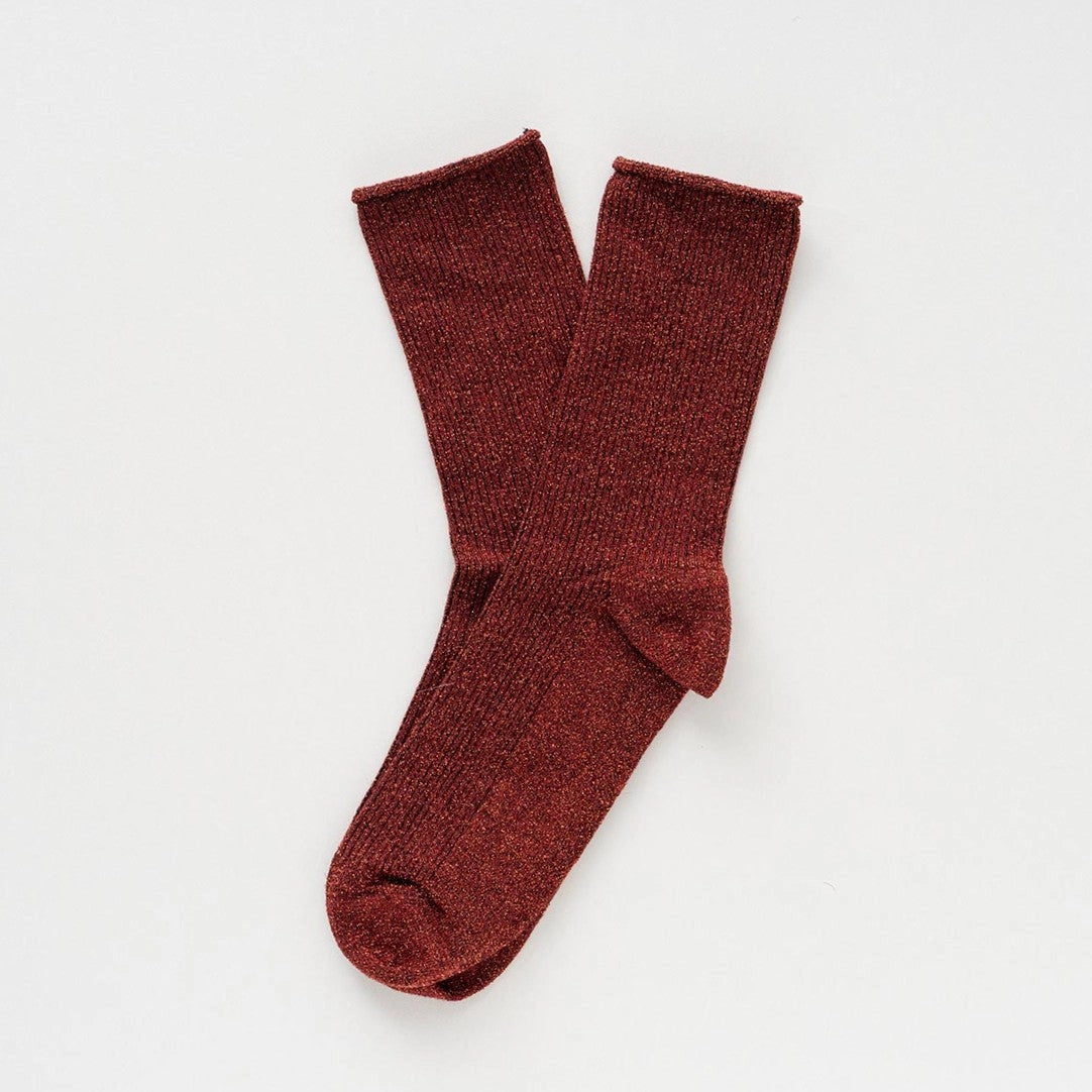 Glitter Lurex Socks in Eco-Friendly Lyocell - Red