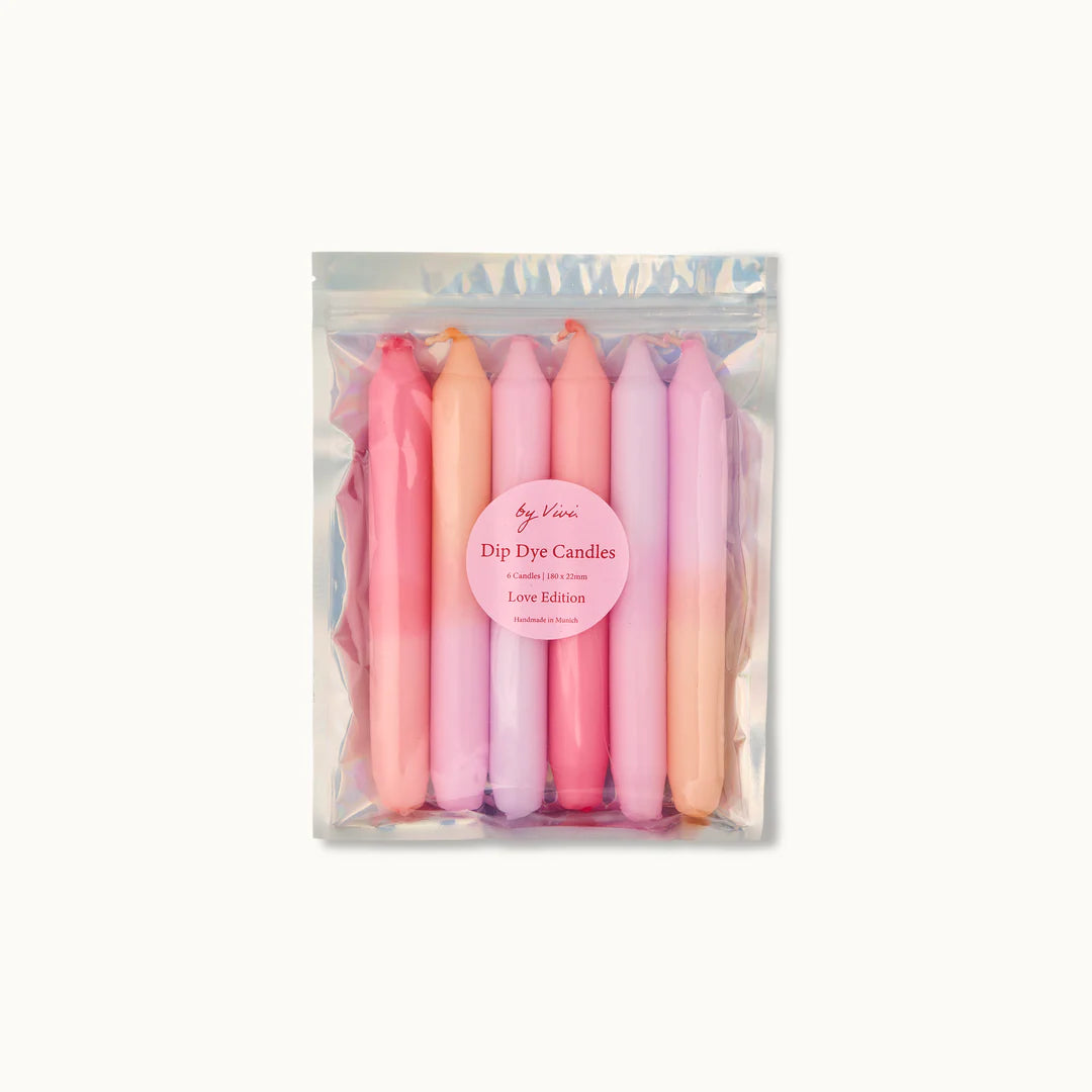 Dip Dye Candle Set of 6: Love Edition