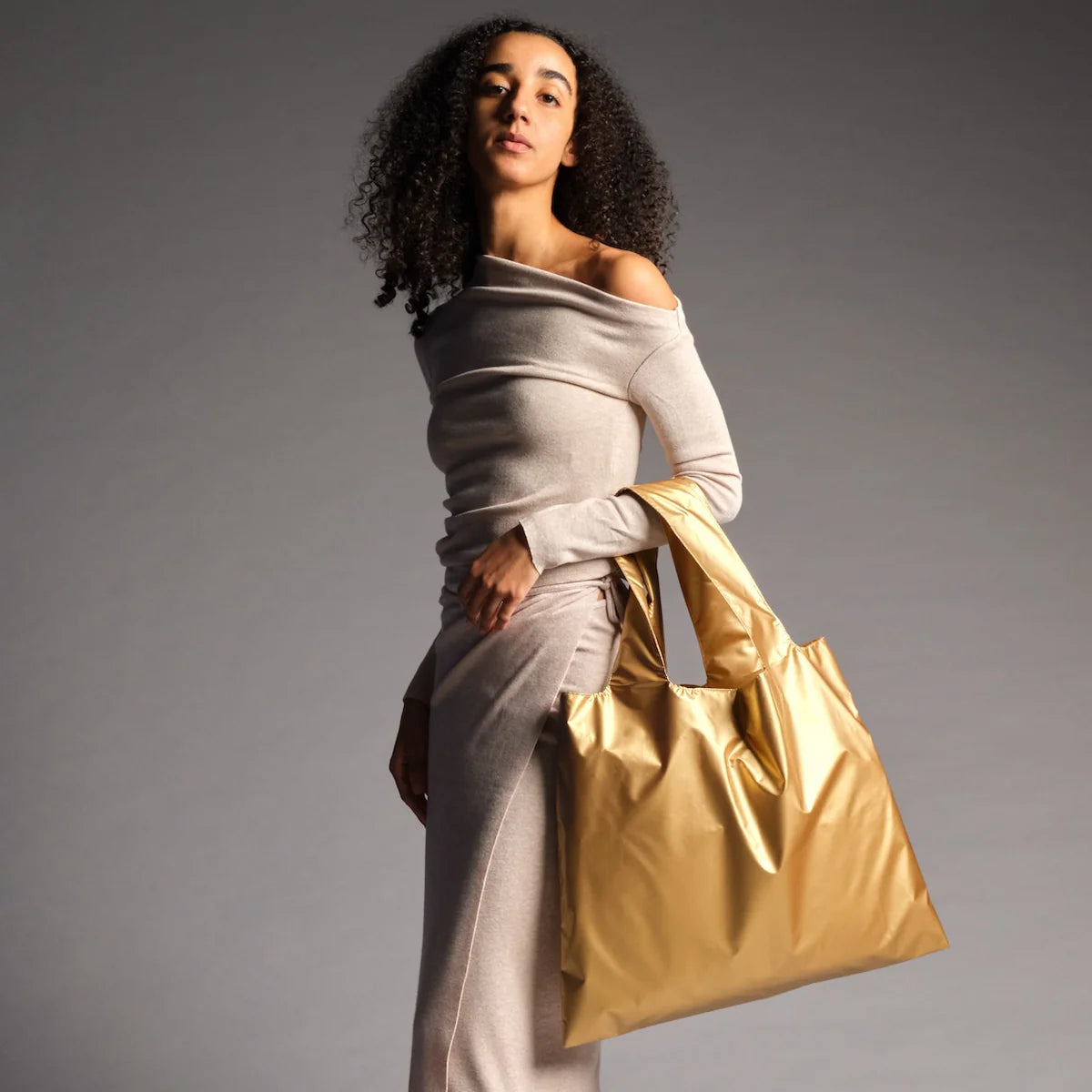 METALLIC Gold - Bag with Zip Pocket