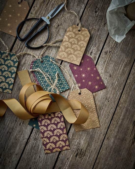 SAA Gift Tag with String - Golden, Green & Burgundy