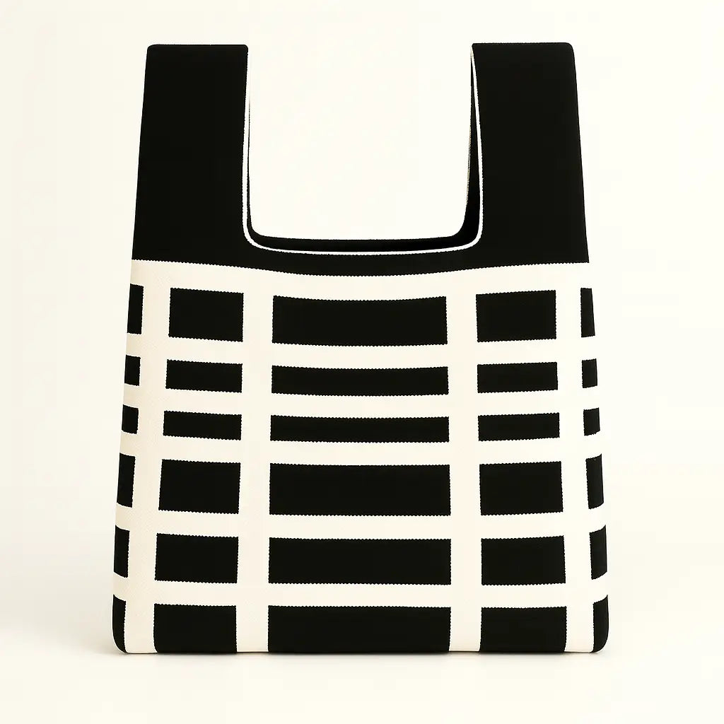 Graphic Grid – Knitted Bag - Black