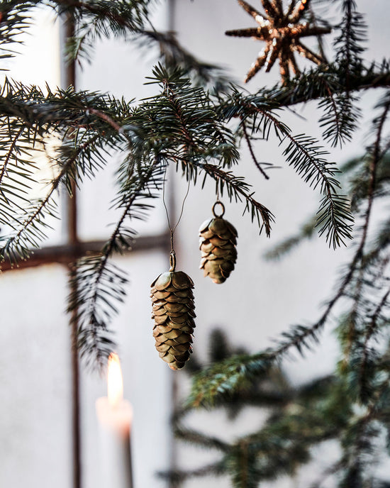 CONE Ornaments - Gold Coloured - Set of 2