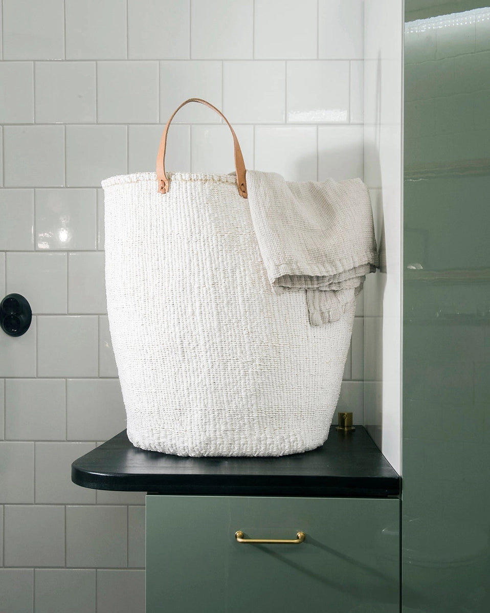 Kiondo Floor Basket - White with Handles - X-Large