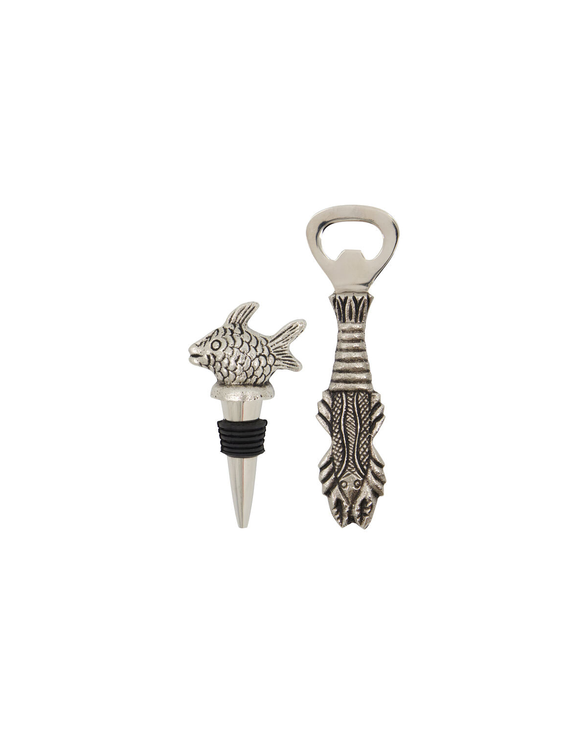 Bottle Opener & Bottle Stopper - HDFish - Antique Silver Coloured