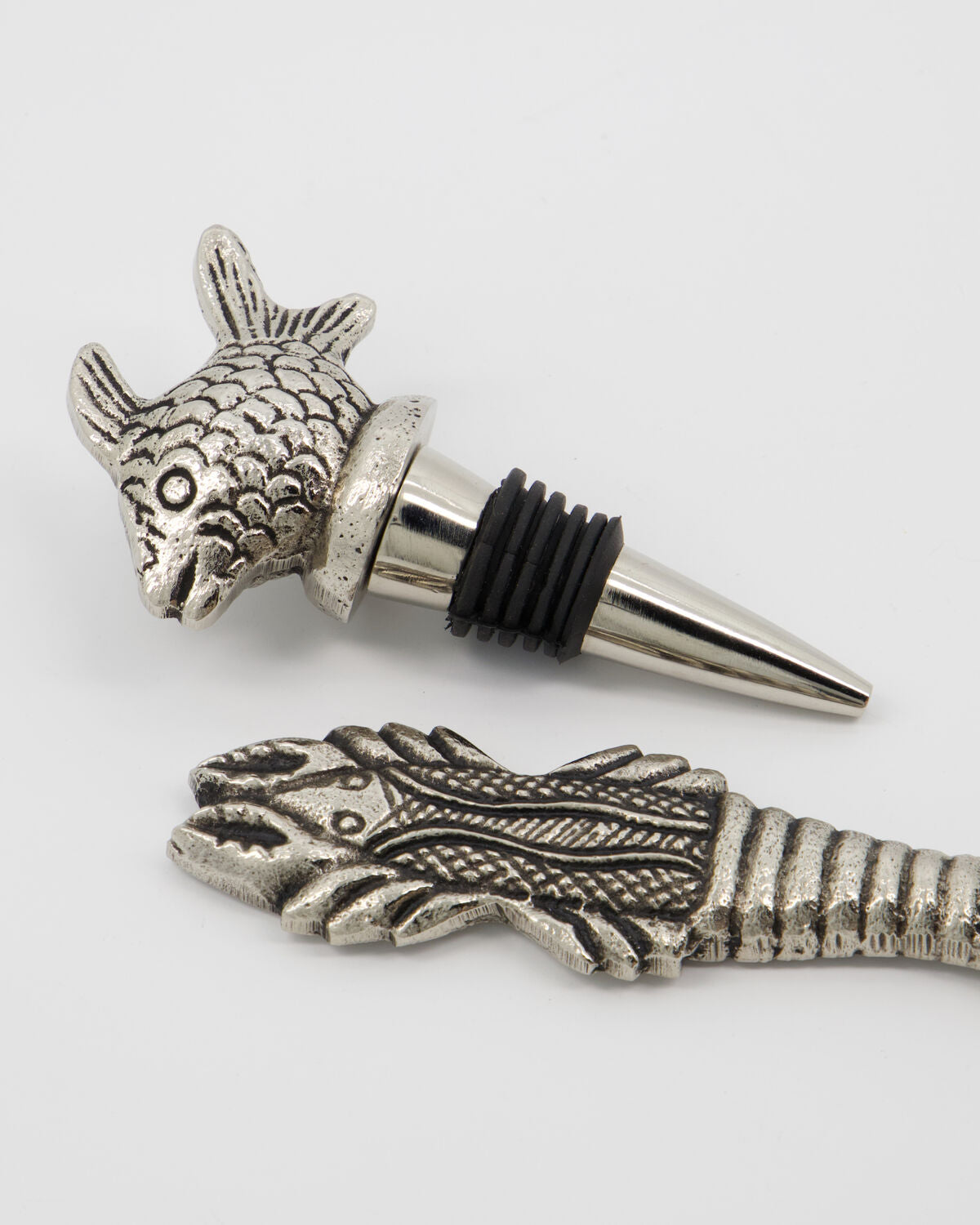 Bottle Opener & Bottle Stopper - HDFish - Antique Silver Coloured