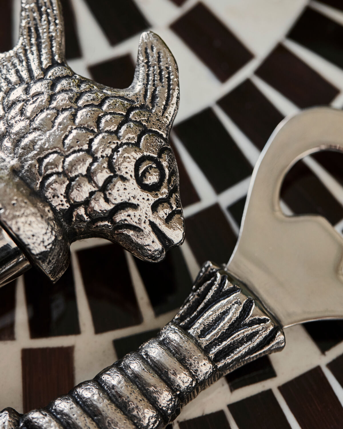 Bottle Opener & Bottle Stopper - HDFish - Antique Silver Coloured