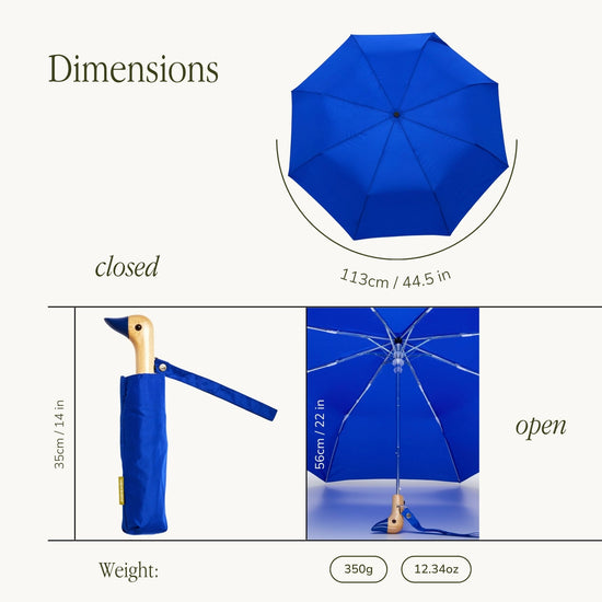 Royal Blue Compact Wind Resistant Duckhead Umbrella