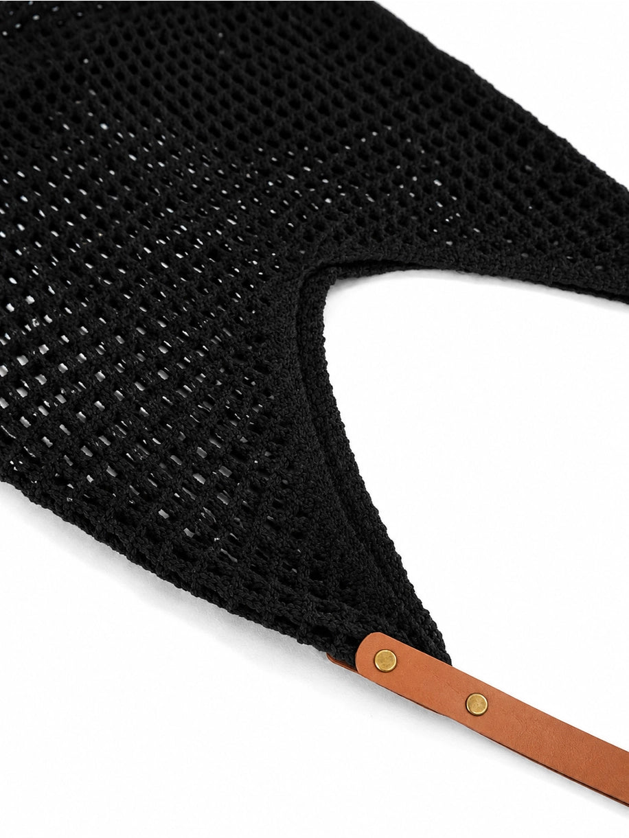 Soft Loop Crochet Bag – Black