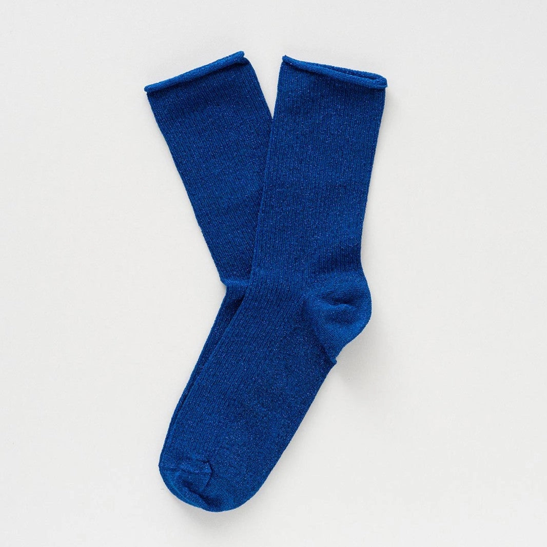 Glitter Lurex Socks in Eco-Friendly Lyocell - Electric Blue