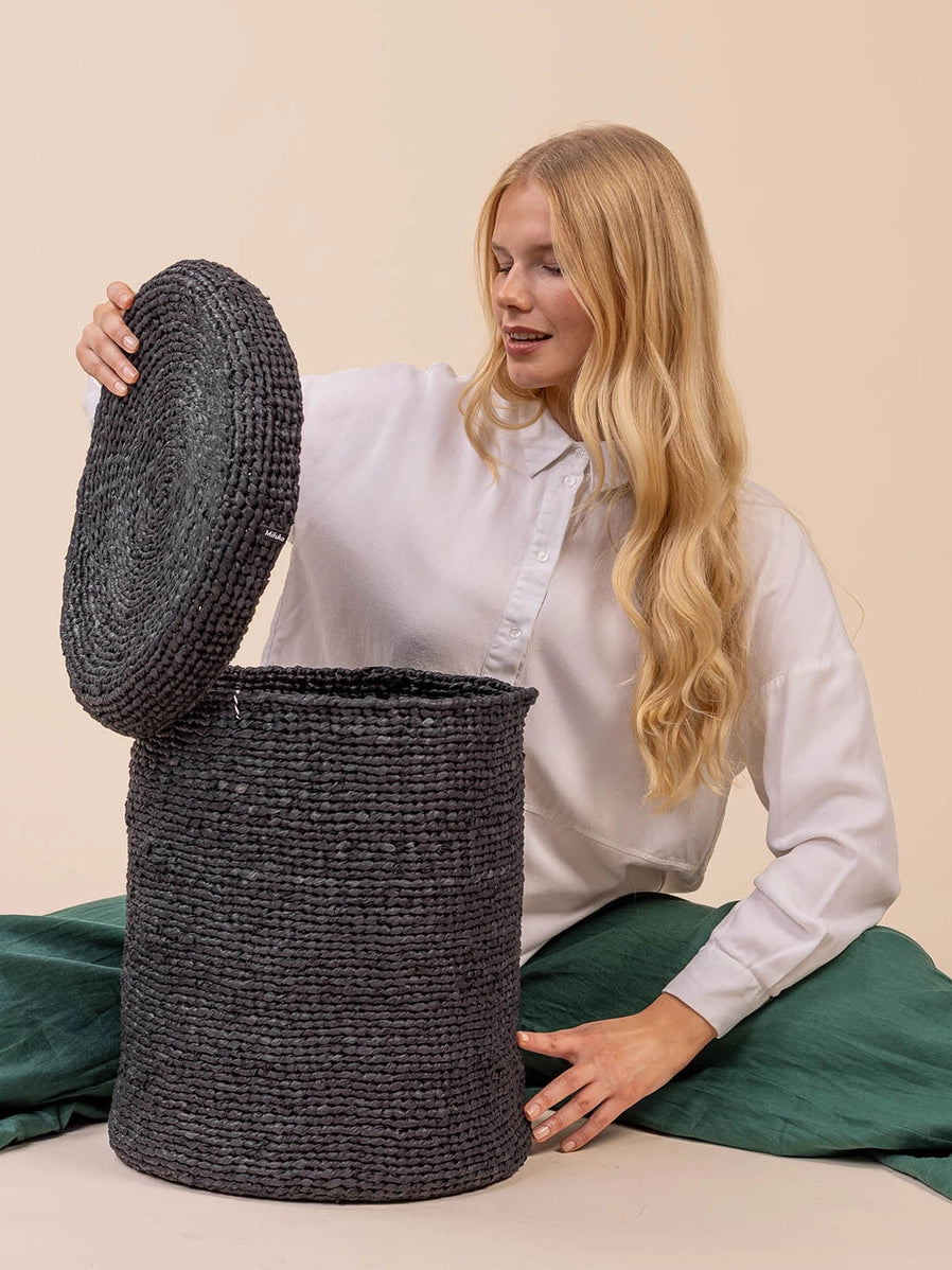 Kiondo Basket with Lid - Black - Large