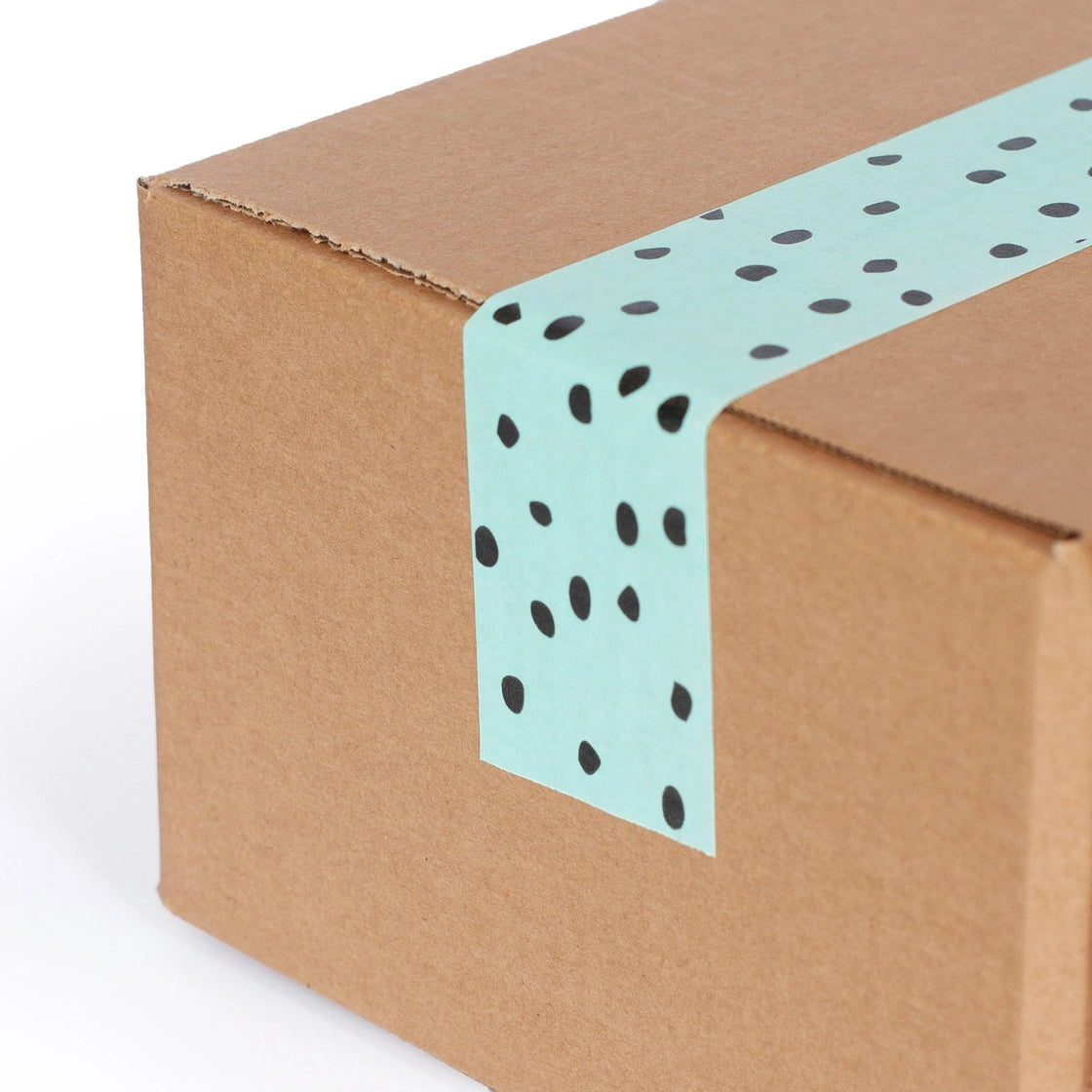 Packaging Tape - Printed Black Polka Dot Tape On Mint