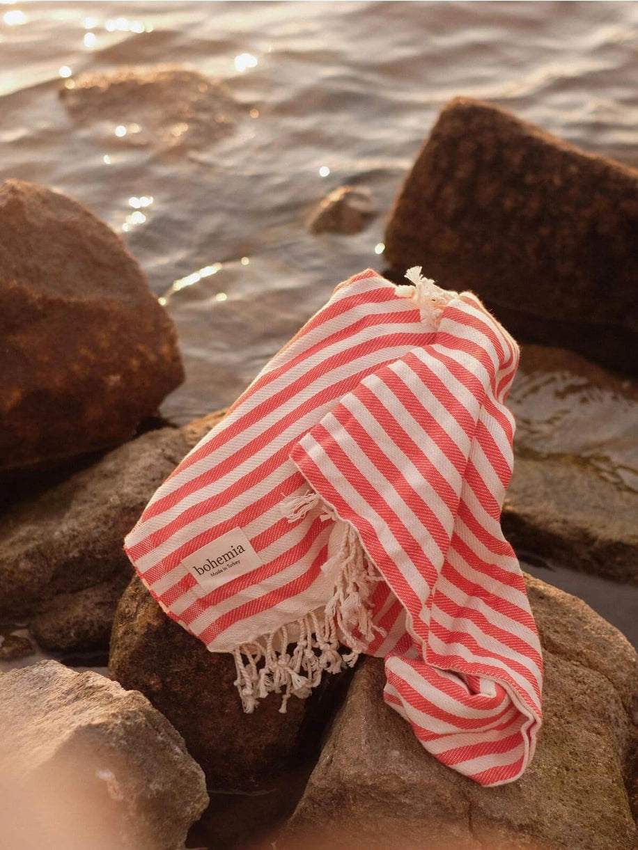 Sorrento Hammam Towel - Orange/Coral