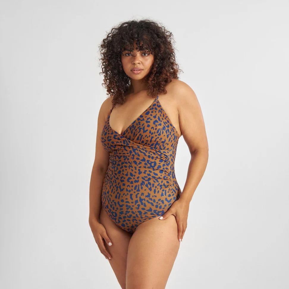 Wrap Swimsuit Klinte Leopard - Light Brown Chipmunk