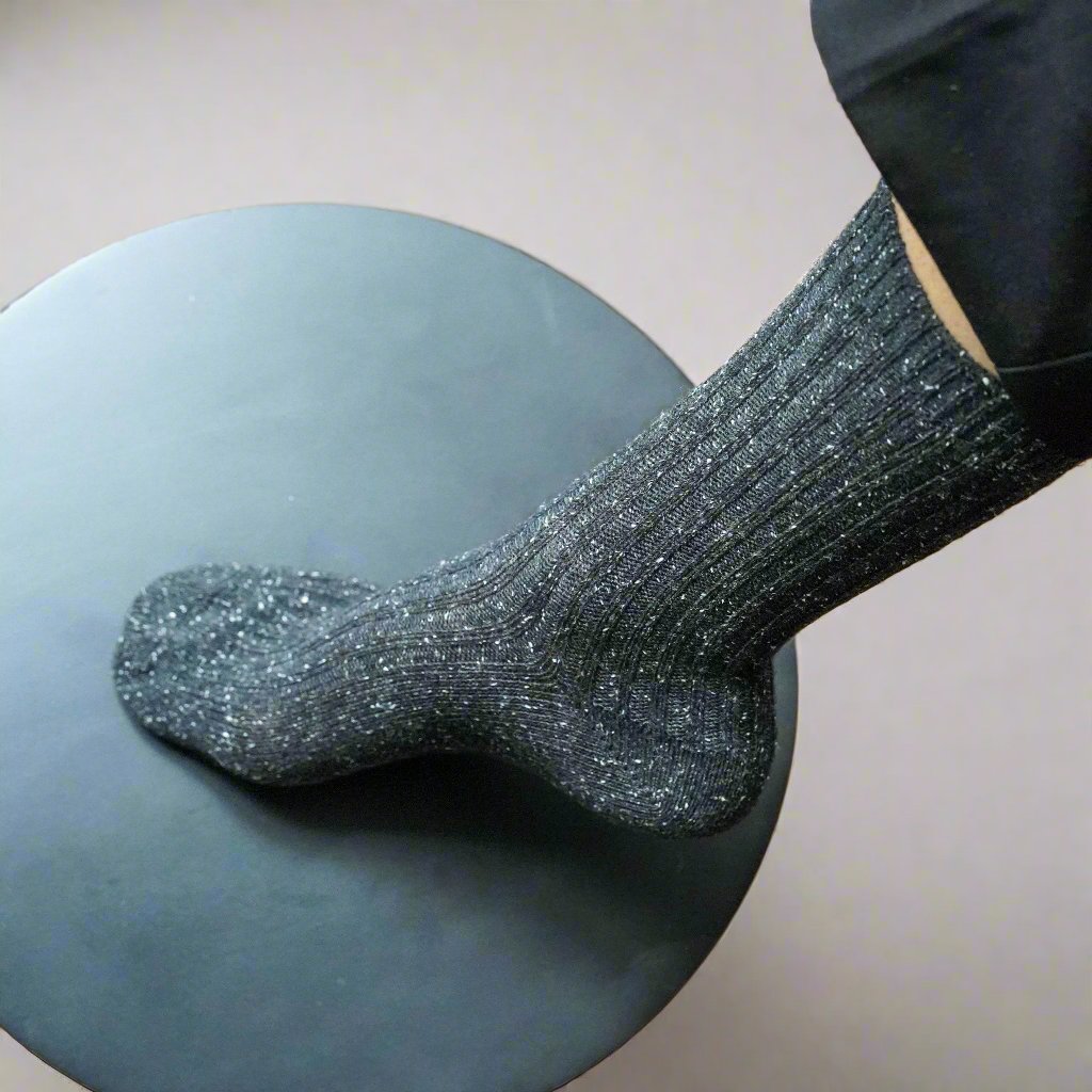 Silk & Wool Dust Star Socks - Black