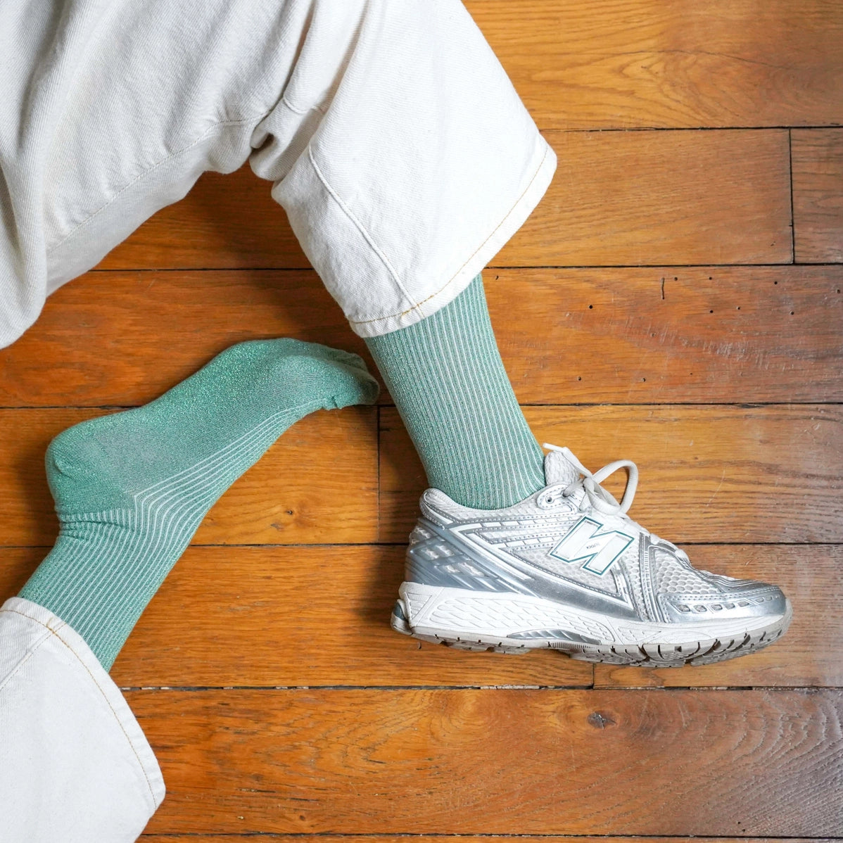 Glitter Lurex Socks in Eco-Friendly Lyocell - Mint Green