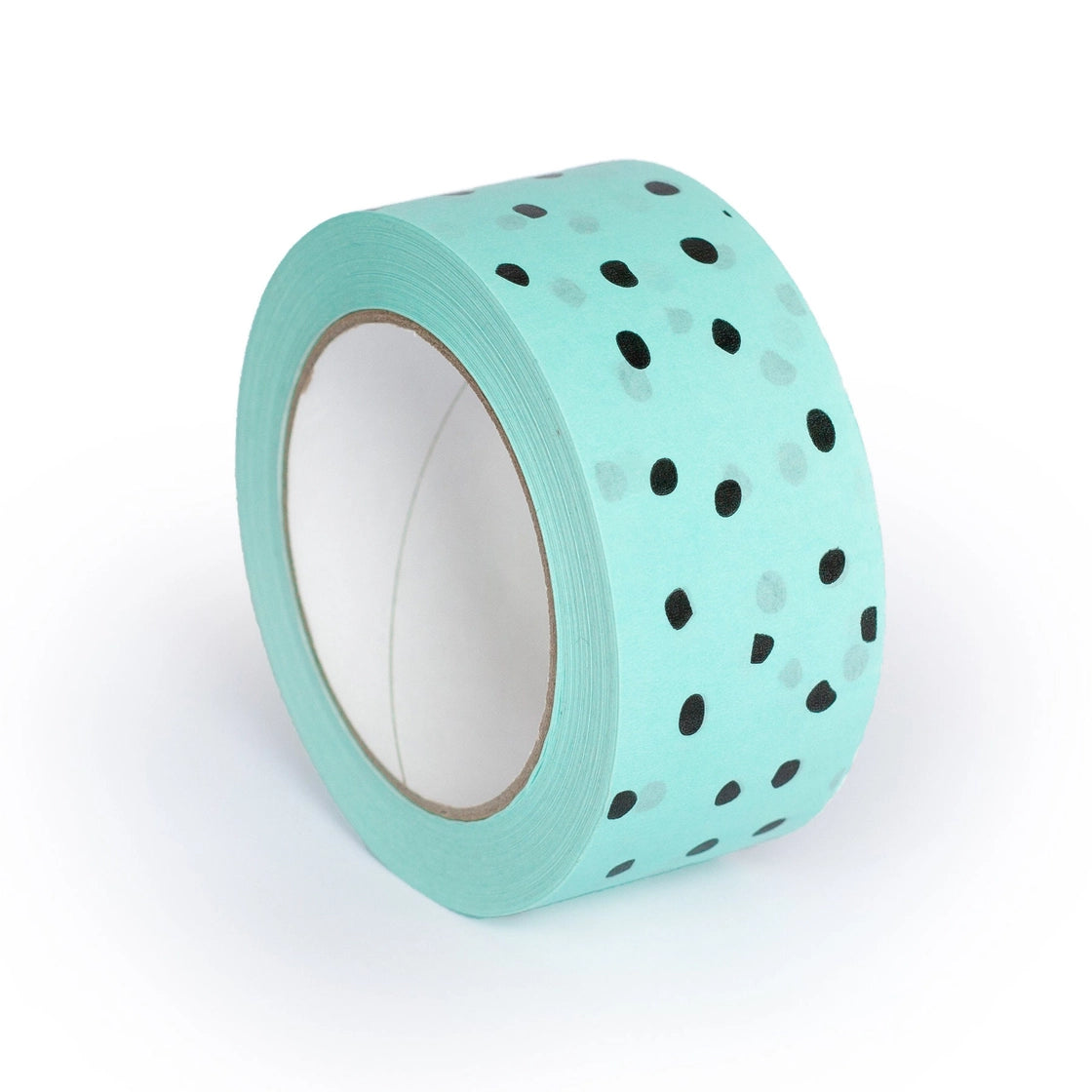 Packaging Tape - Printed Black Polka Dot Tape On Mint