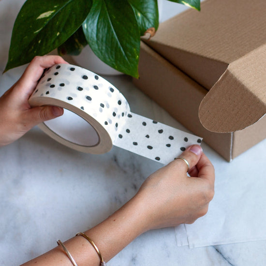 White Packing Tape - Printed Polka Dot