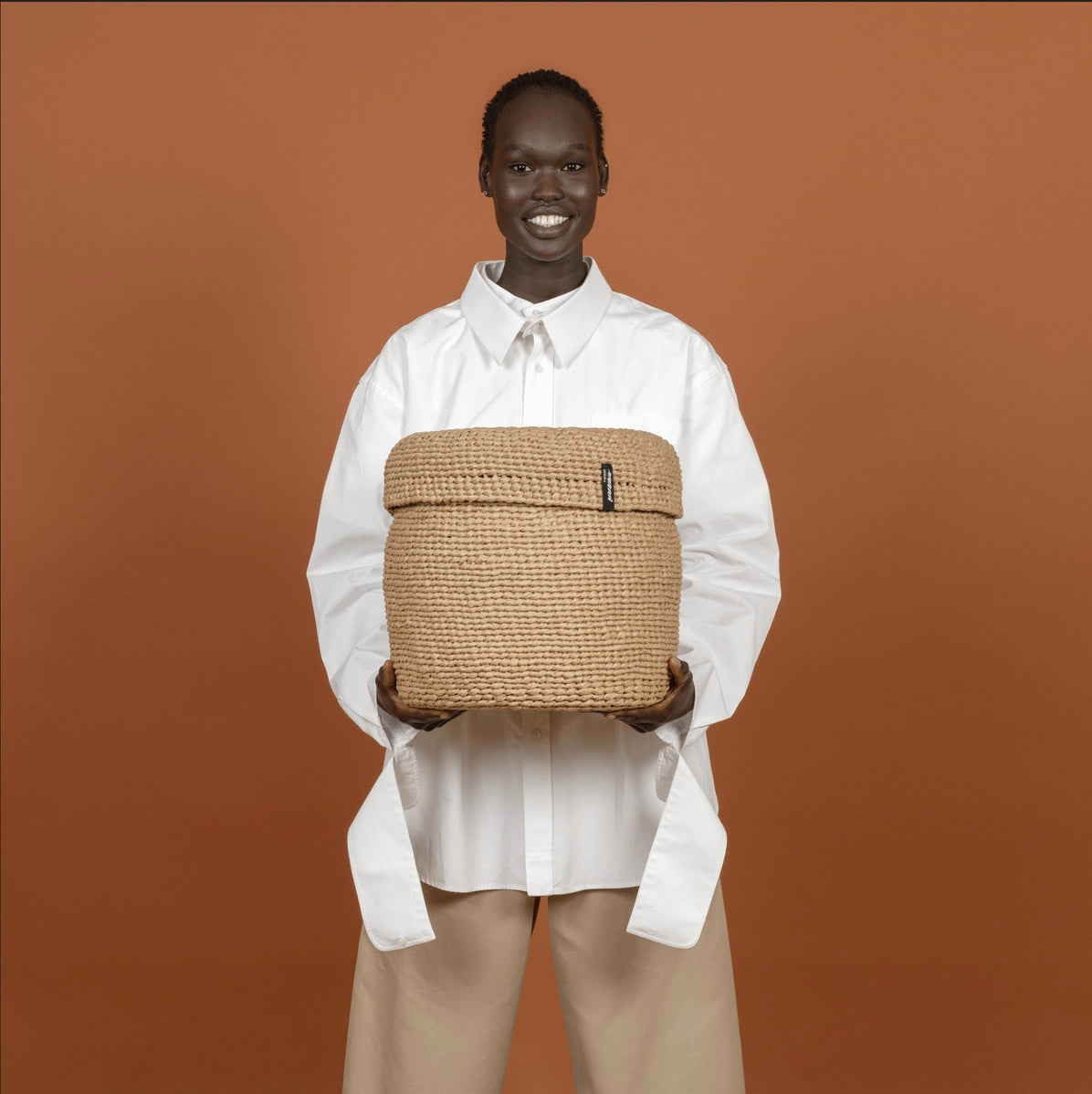 Kiondo Basket with Lid - Brown - Medium
