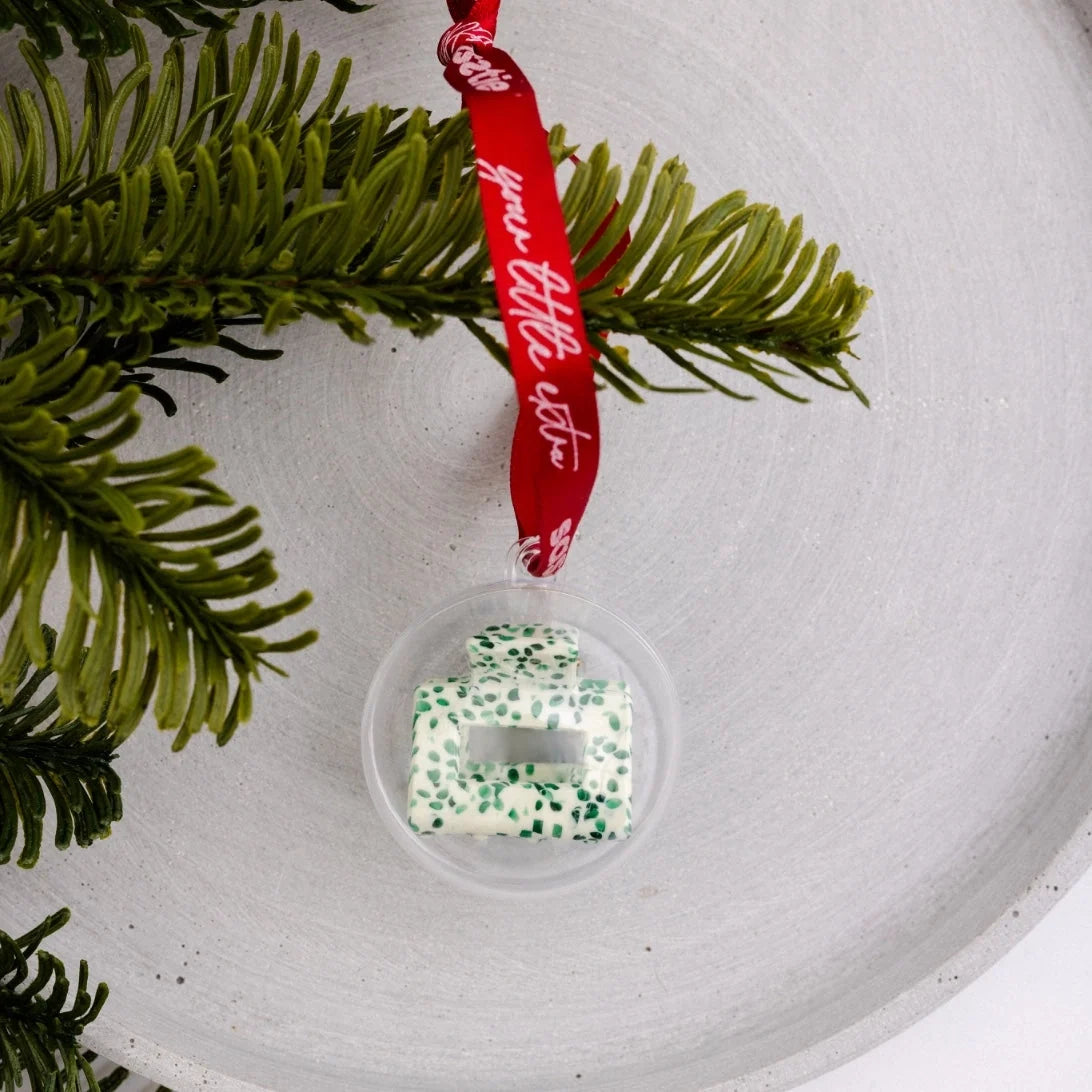 Hair Clip - Christmas - Lib Olive Dott