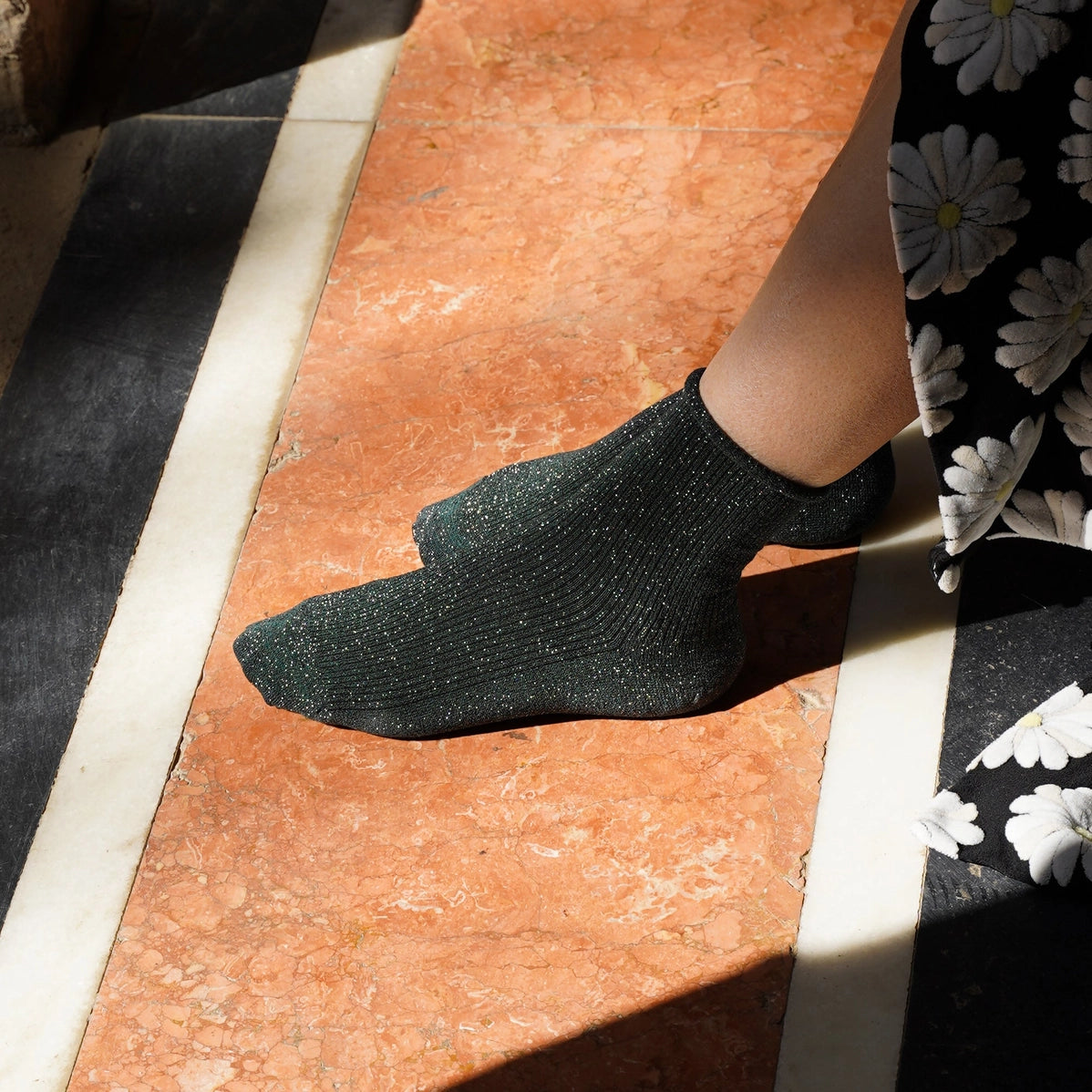Glitter Lurex Socks in Eco-Friendly Lyocell - Green