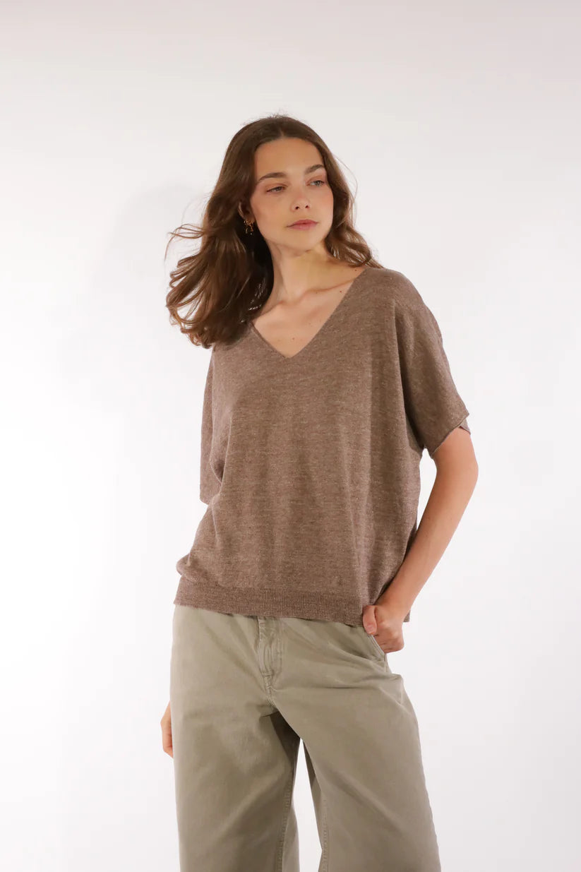 GISELE Sleeveless Loose Sweater - Brown