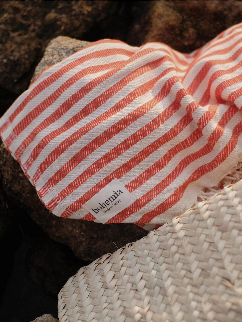 Sorrento Hammam Towel - Orange/Coral